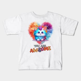 Fluffy: "You are awsome" collorful, cute, furry animals Kids T-Shirt